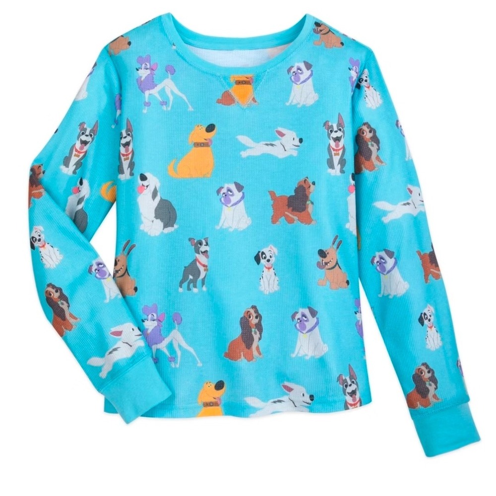 Disney Dogs Waffle Knit Thermal Long Sleeve Shirt Lady Tramp Pongo size Medium